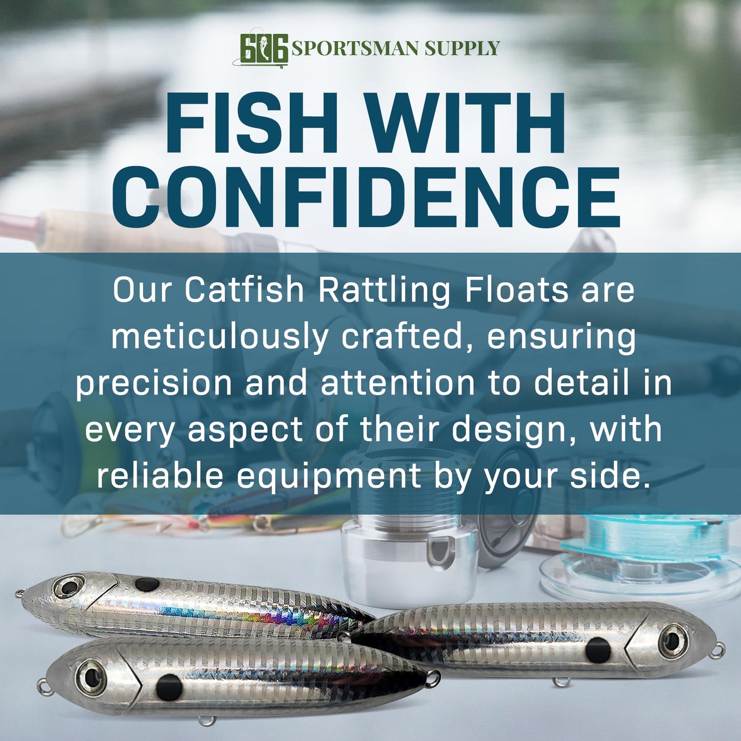 Catfish Rattling Line Float Lure for Catfishing By 606 Sportsman Supply - Demon Dragon Style, Unique Build-in Rattle - Realistic Bait - Qty. 3