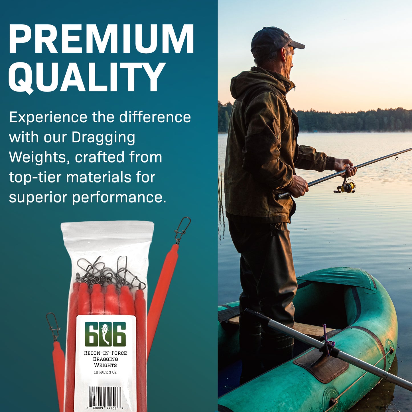 606 Sportsman Supply Dragging Weights - Perfect for Dragging, Drifting, Trolling, Bottom Fishing - Non-Snag Fishing Equipment made with Stealthy Lead Shots - Qty. 10