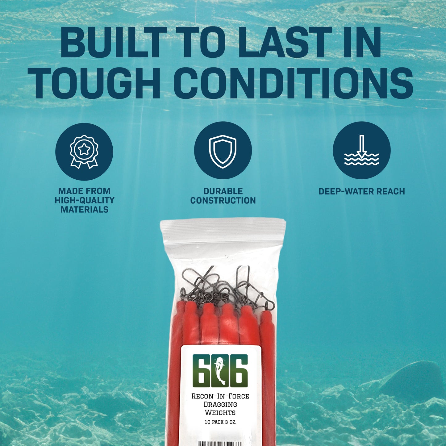 606 Sportsman Supply Dragging Weights - Perfect for Dragging, Drifting, Trolling, Bottom Fishing - Non-Snag Fishing Equipment made with Stealthy Lead Shots - Qty. 10